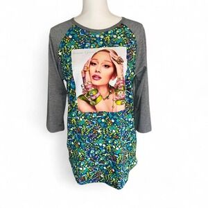 Ariana Grande Upcycled Jersey T-Shirt Colorful Ladies Medium‎